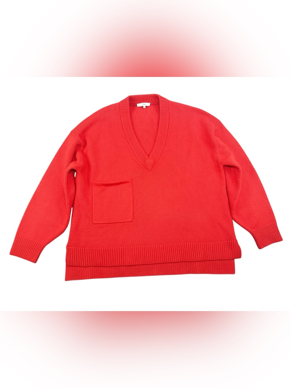 Tibi Cashmere Oversized Pullover Sweater in Ribbon Red, Size M/L - Picture 3 of 9